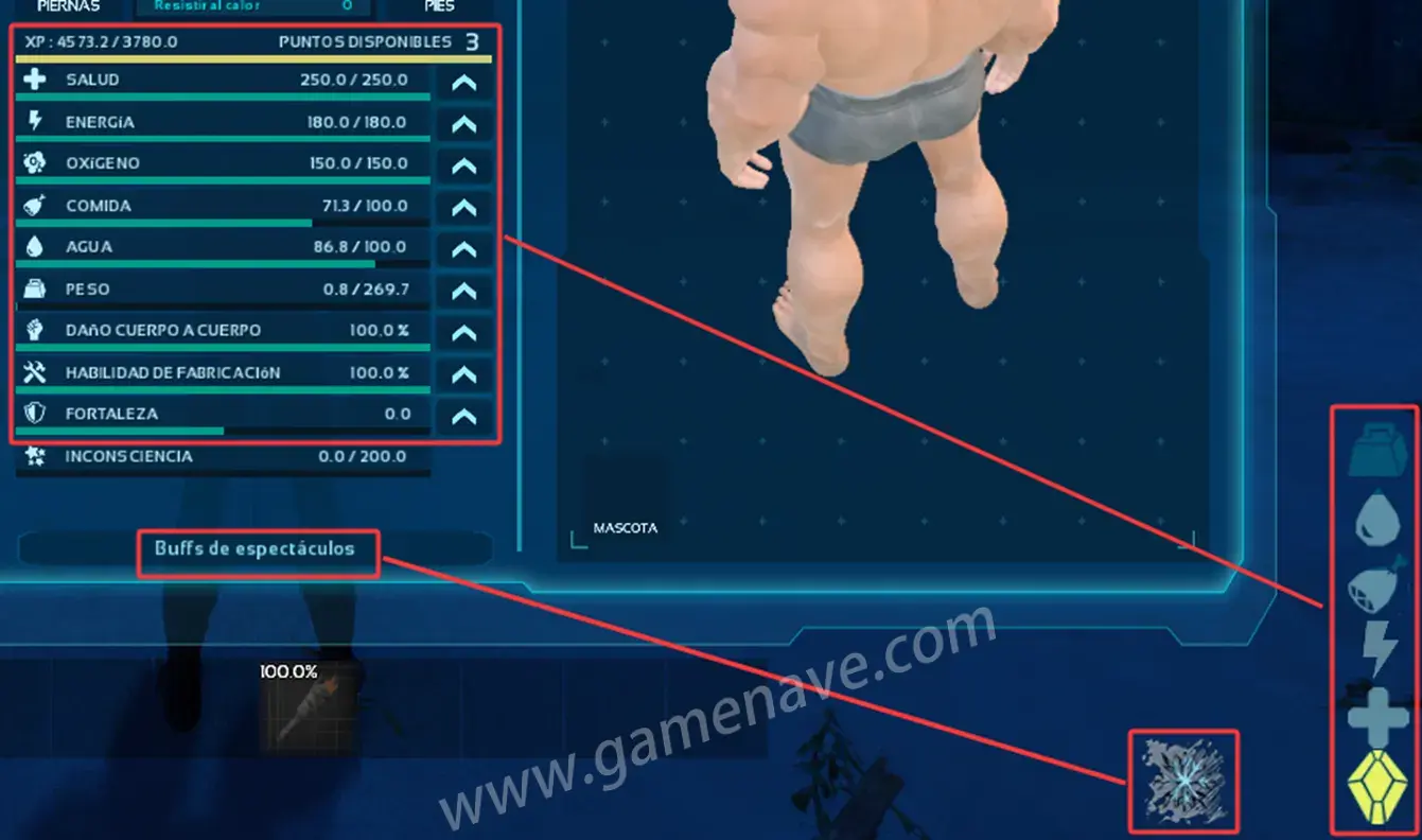 Significado de los íconos en la esquina inferior derecha de ARK